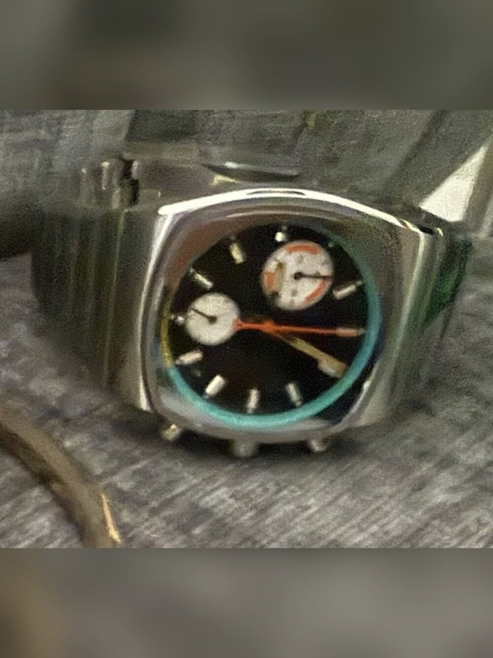 Vintage Chronograph Watch with Black Dial